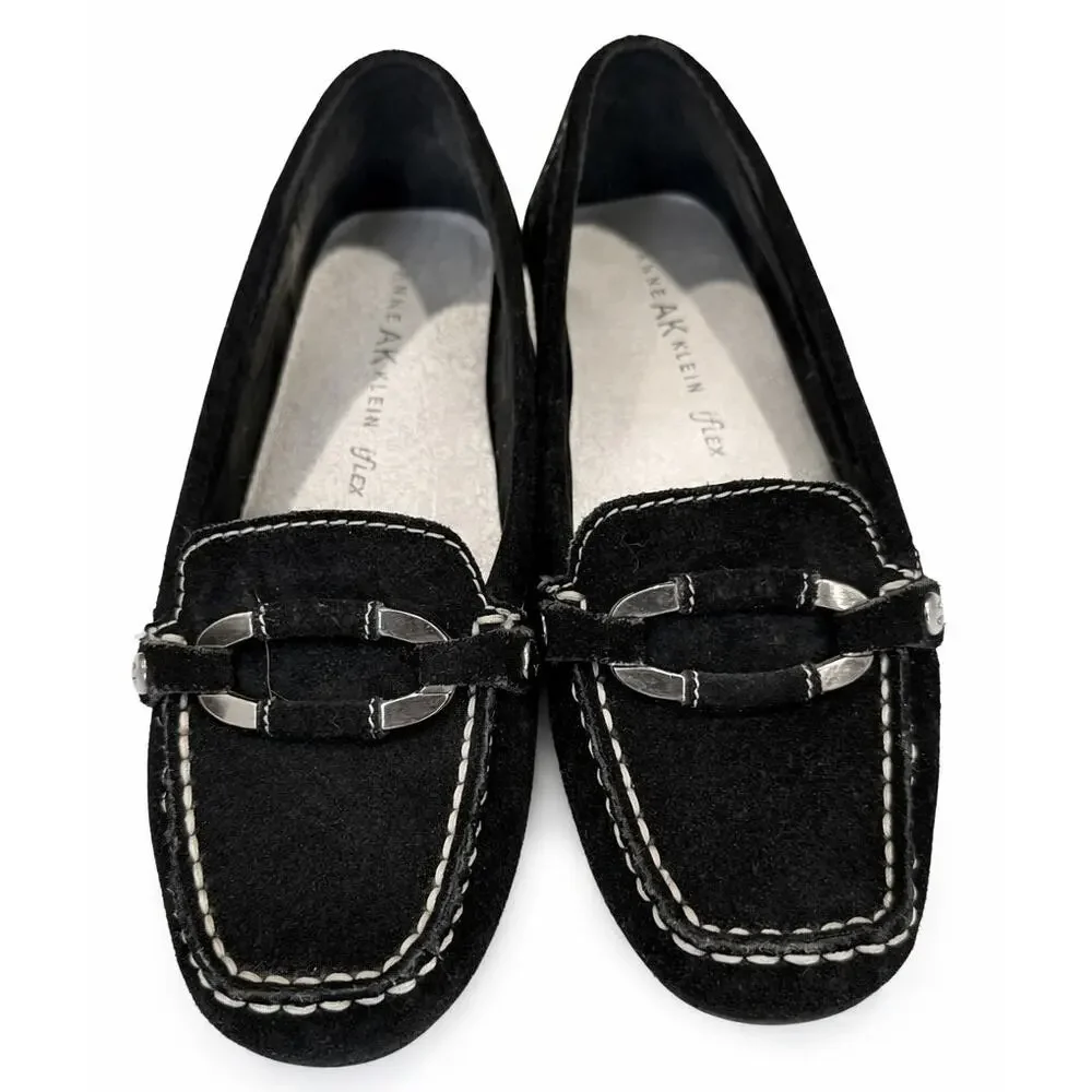 Anne Klein iflex Women's Black Shoes Slip-on Size 7 Preppy Work Buckle Casual - Picture 1 of 6